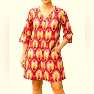 Miss Me MM Couture Dress Modern Retro Geometric print Size XS Pink